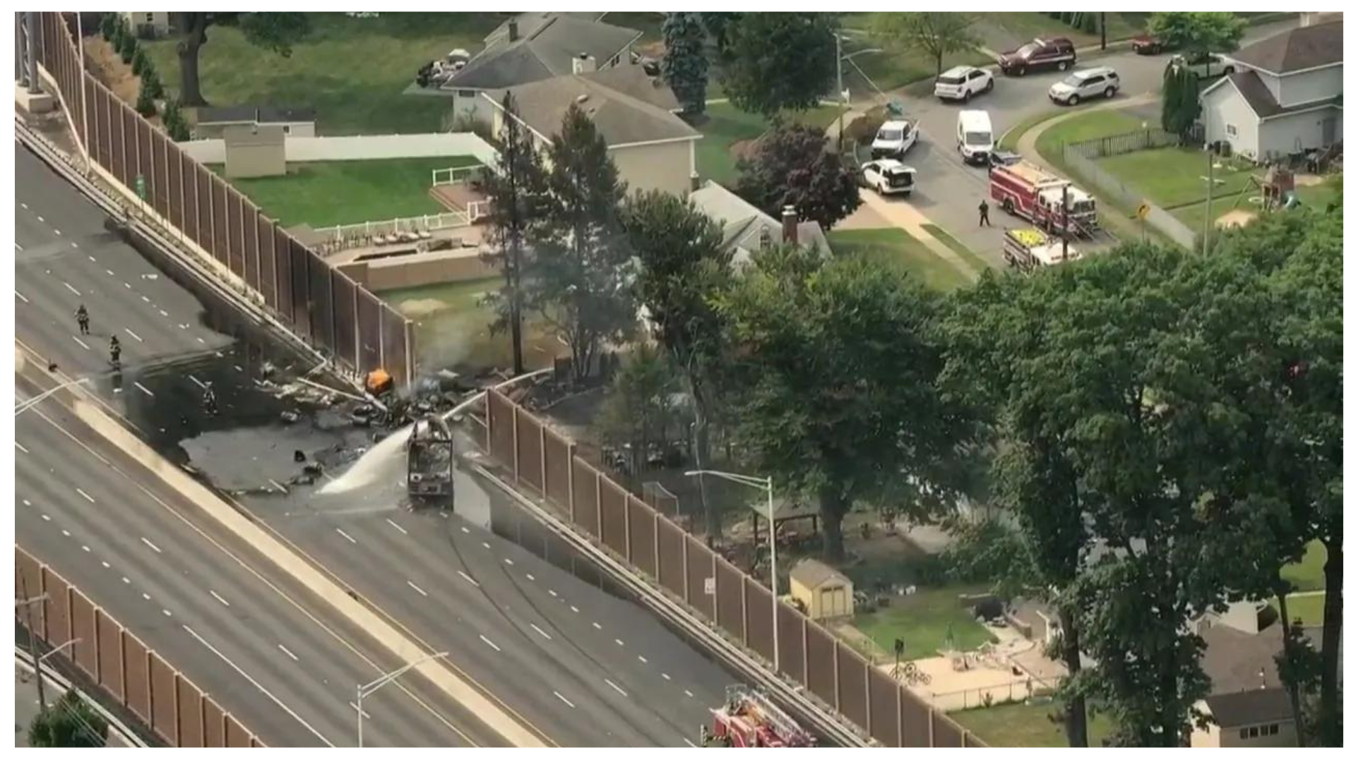 Route 3 closed in Clifton, New Jersey after tractor trailer explodes and bursts into flames.