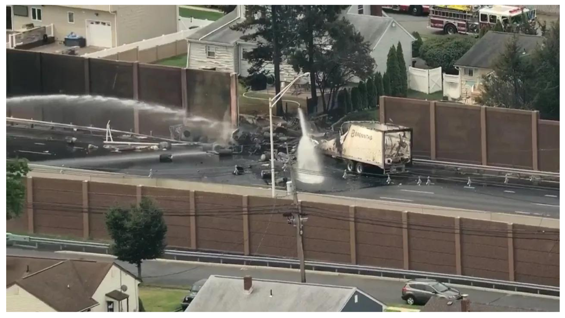 Route 3 closed in Clifton, New Jersey after tractor trailer explodes and bursts into flames.