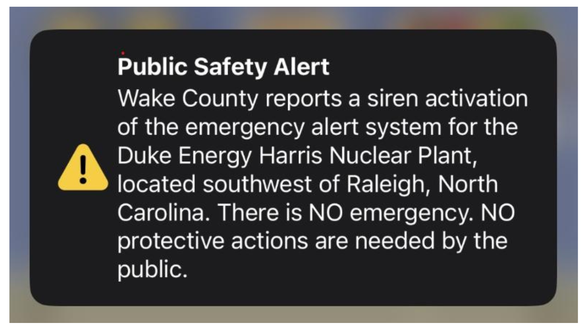 Sirens go off at Harris Nuclear Plant, but county officials say there is no emergency