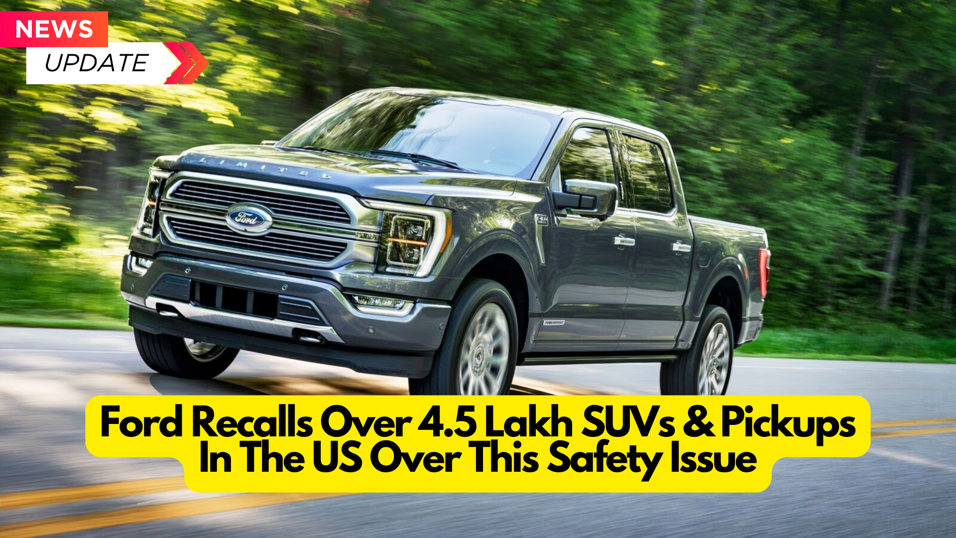 Ford issued a recall for over 4.5 lakh vehicles in the US due a potential safety issue in compact pickups and SUVs where a loss of power can be experienced due to a low battery issue.