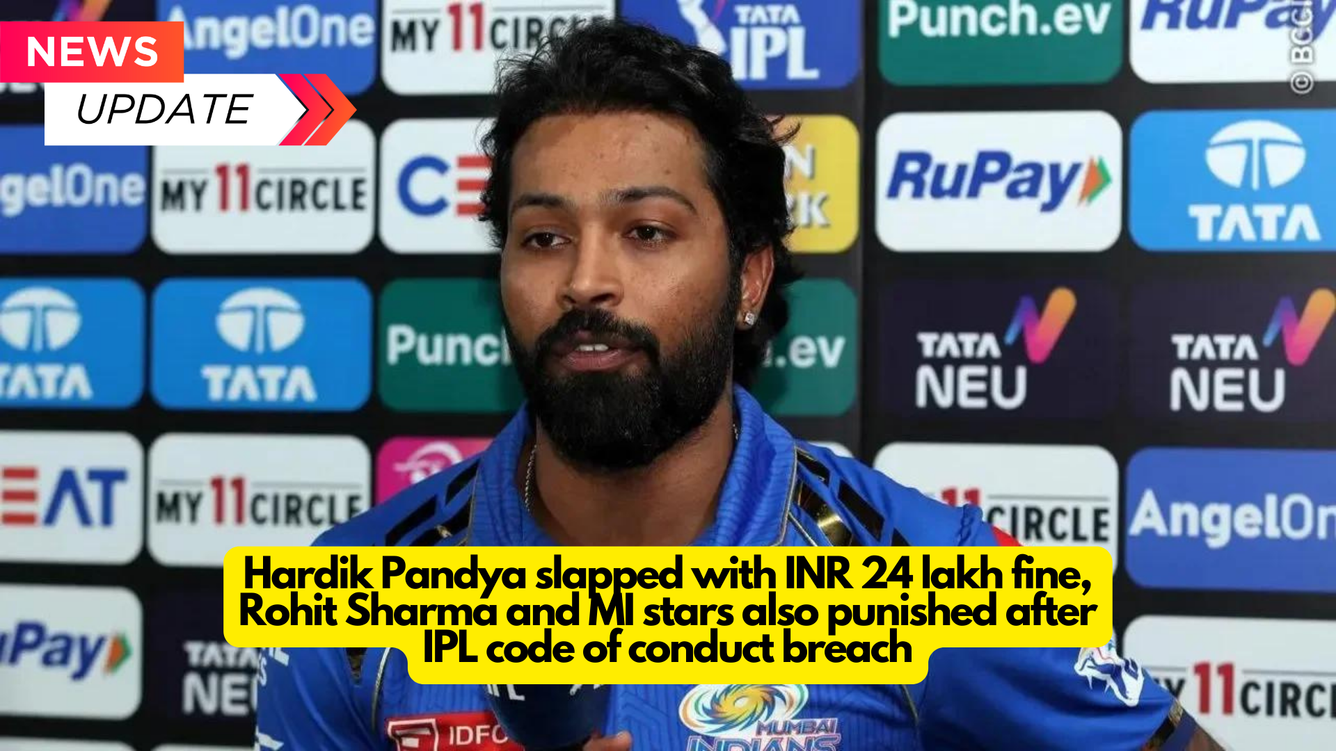 Hardik Pandya slapped with INR 24 lakh fine, (3)